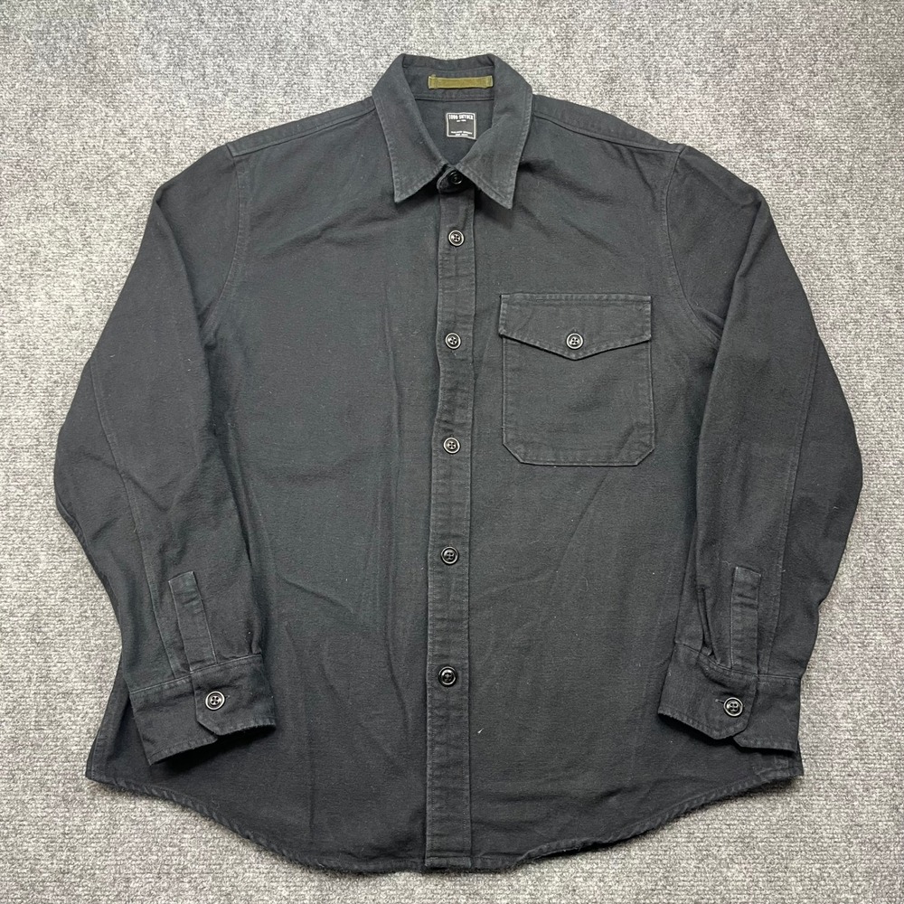 Todd Snyder Mens Black Cotton Button Down Utility Shirt Pocket